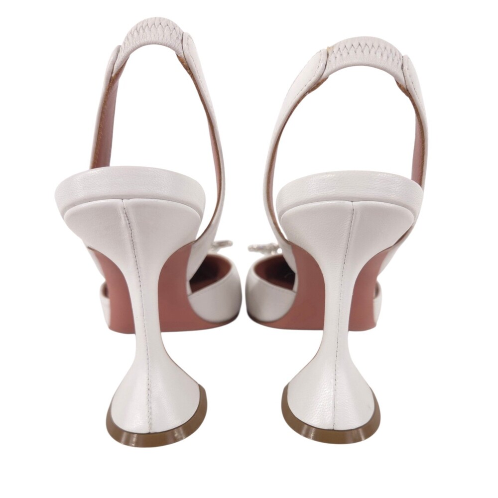 Amina Muaddi Begum Sling Pumps US 7.5 EU 37.5 Womens White Nappa Crystal $1150 - Picture 6 of 13
